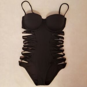 Victoria's Secret 34C Push Up CutOut Strapless Wired One Piece Monokini Swimsuit